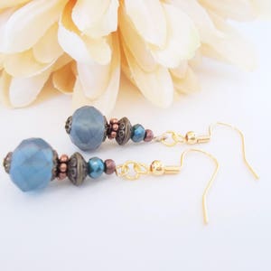 Something Blue for Bride from Sister, Dusty Blue Earrings Dangle, Hypoallergenic, Blue Pearl Earrings Handmade, 7th Anniversary Gift for Her image 8