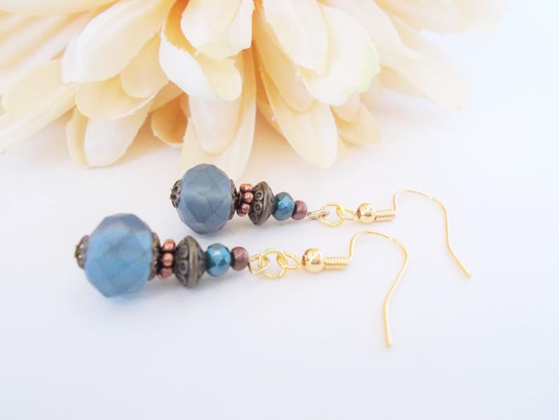 Something Blue for Bride from Sister, Dusty Blue Earrings Dangle, Hypoallergenic, Blue Pearl Earrings Handmade, 7th Anniversary Gift for Her image 8