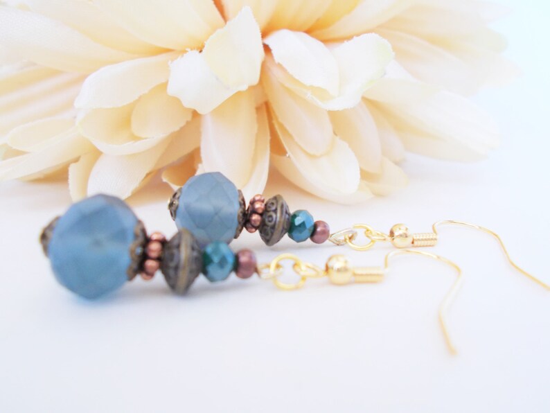 Something Blue for Bride from Sister, Dusty Blue Earrings Dangle, Hypoallergenic, Blue Pearl Earrings Handmade, 7th Anniversary Gift for Her image 5