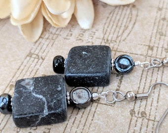 Sterling Silver Black Earrings Dangle, Base Chakra Jewelry, New Age Gifts for Mom, Birthday Gift Ideas, Metaphysical Jewelry Gift for Her