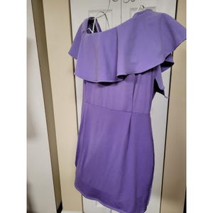 Anthropologie Endless Rose Lavender 1 Shoulder Ruffle Mini Dress Size M Cocktail image 2
