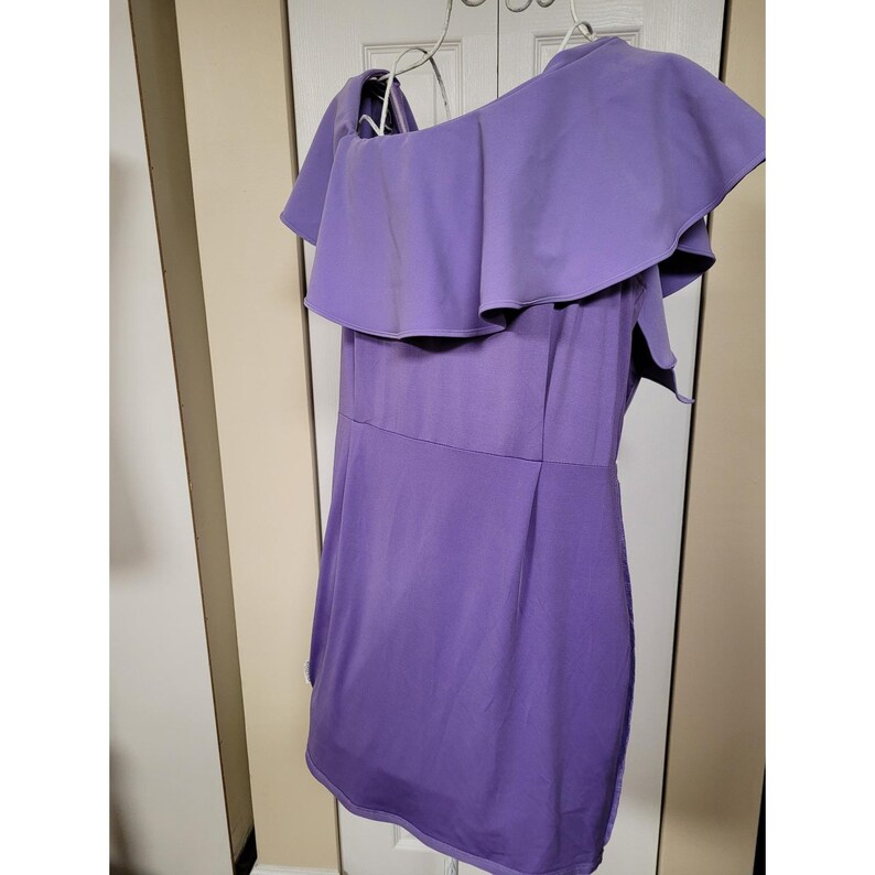 Anthropologie Endless Rose Lavender 1 Shoulder Ruffle Mini Dress Size M Cocktail image 2