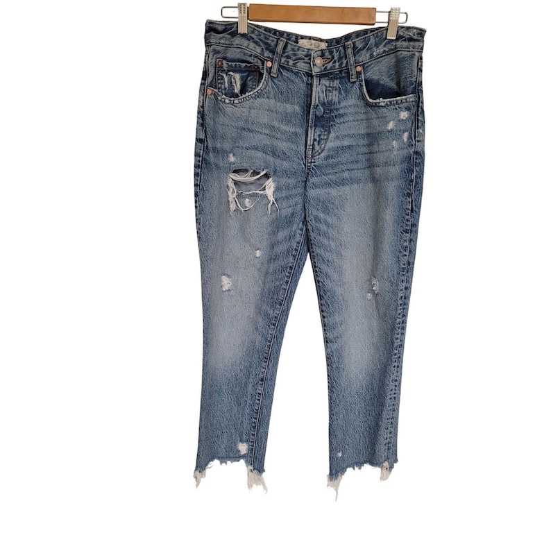 FREE PEOPLE Jeans Womens Vintage High Rise Distressed Boho Grunge Denim Size 28 image 1