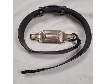 Leather Belt Boho Western Cowgirl Silver Buckle Olga Santini Women Size 1X