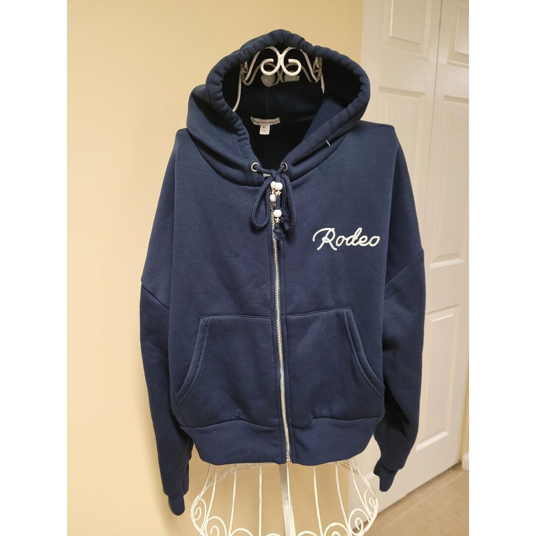Rodeo Slim  美品 FOURTEEN TWELVE Navy Rodeo Lasso Embroidered Zip up Hoodie