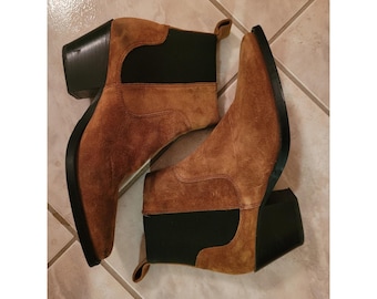 Everlane Westernstiefel, Cognacfarbenes Wildleder, Chelsea-Stil, Blockabsatz, Größe 6,5 (Italien)