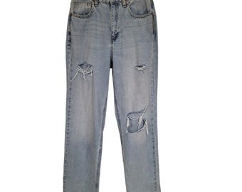 PACSUN Bianca Light Wash Distressed Ripped Y2K Flair Boyfriend Jeans Sz 26