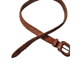 GÜRTEL Geflochtenes Leder Cognac Geflochtenes dünnes Kleid Boho Gürtel Gr. 28