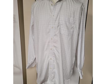 Camisa social masculina Jos A Bank Traveler's Collection, tamanhos 16 a 34, branca, com estampa xadrez, em algodão.