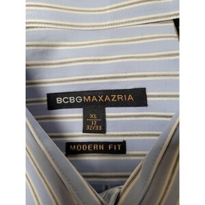 BCBGMAXAZRIA Blau Gestreiftes Hemd, Moderne Passform, Größe XL, 17 Hals Baumwolle Bild 2