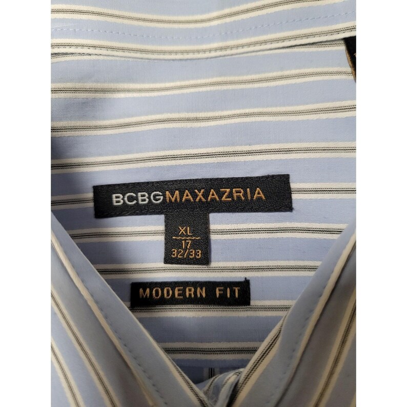BCBGMAXAZRIA Blau Gestreiftes Hemd, Moderne Passform, Größe XL, 17 Hals Baumwolle Bild 2