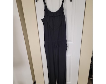 Cynthia Rowley Black Sleeveless Jogger Jumpsuit Size M Adjustable Straps Pockets