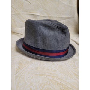 Goorin Brothers Mens Grey Cotton Fedora Hat XL USA Striped Lining 22.5 in image 5