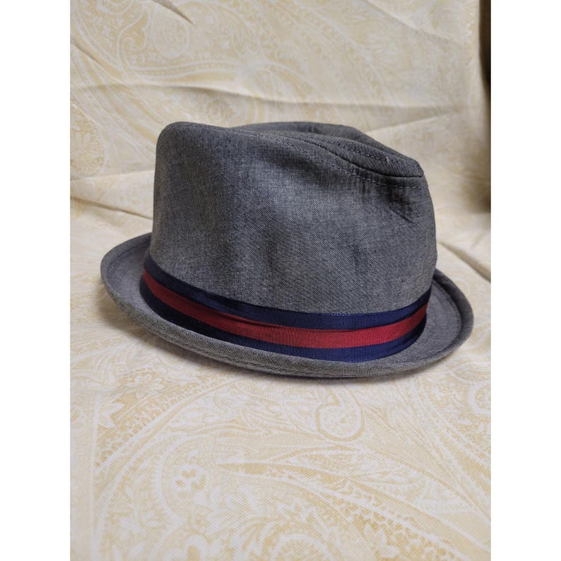 Goorin Brothers Mens Grey Cotton Fedora Hat XL USA Striped Lining 22.5 in image 5
