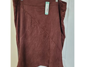 41 Hawthorn Marquetta Faux Suede Burgundy Skirt Plus Size 1X Fully Lined