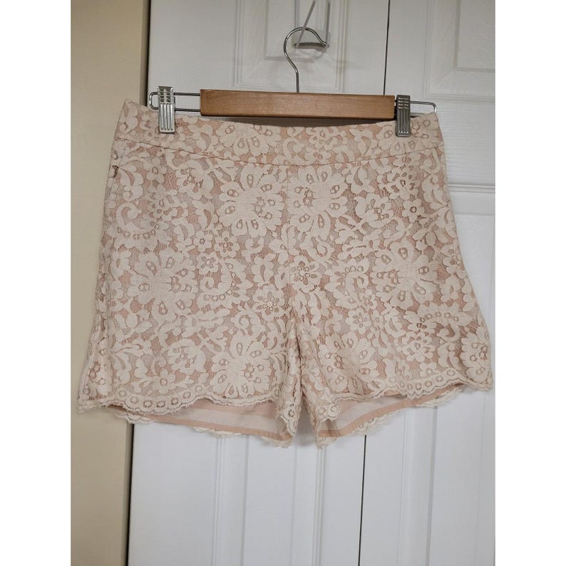 Anthropologie Cantonnier Lace Shorts Beige Floral Accents Fully Lined Size 4 image 1