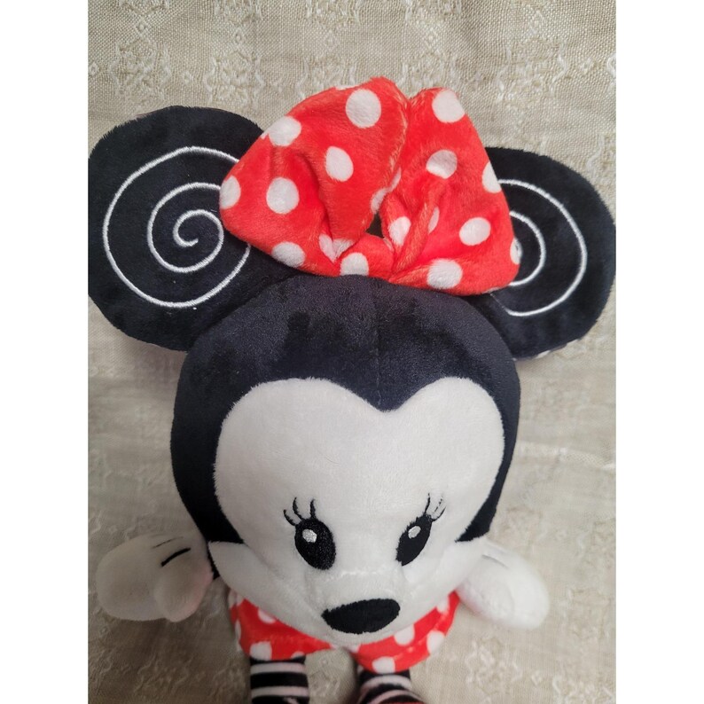 Disney Baby Minnie Mouse Plush Polka Dot Dress NWT Spiral Ears Crinkle Bow 11" image 2