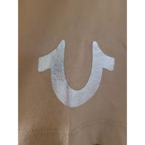 True Religion Mens Tan Graphic Buddha Guitar T Shirt Casual Brand Jeans Size L image 3