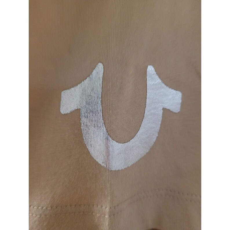 True Religion Mens Tan Graphic Buddha Guitar T Shirt Casual Brand Jeans Size L image 3