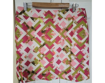 EP Pro Womens Golf Skort Pink\Green Performance Sporty Stretch Pockets Size L