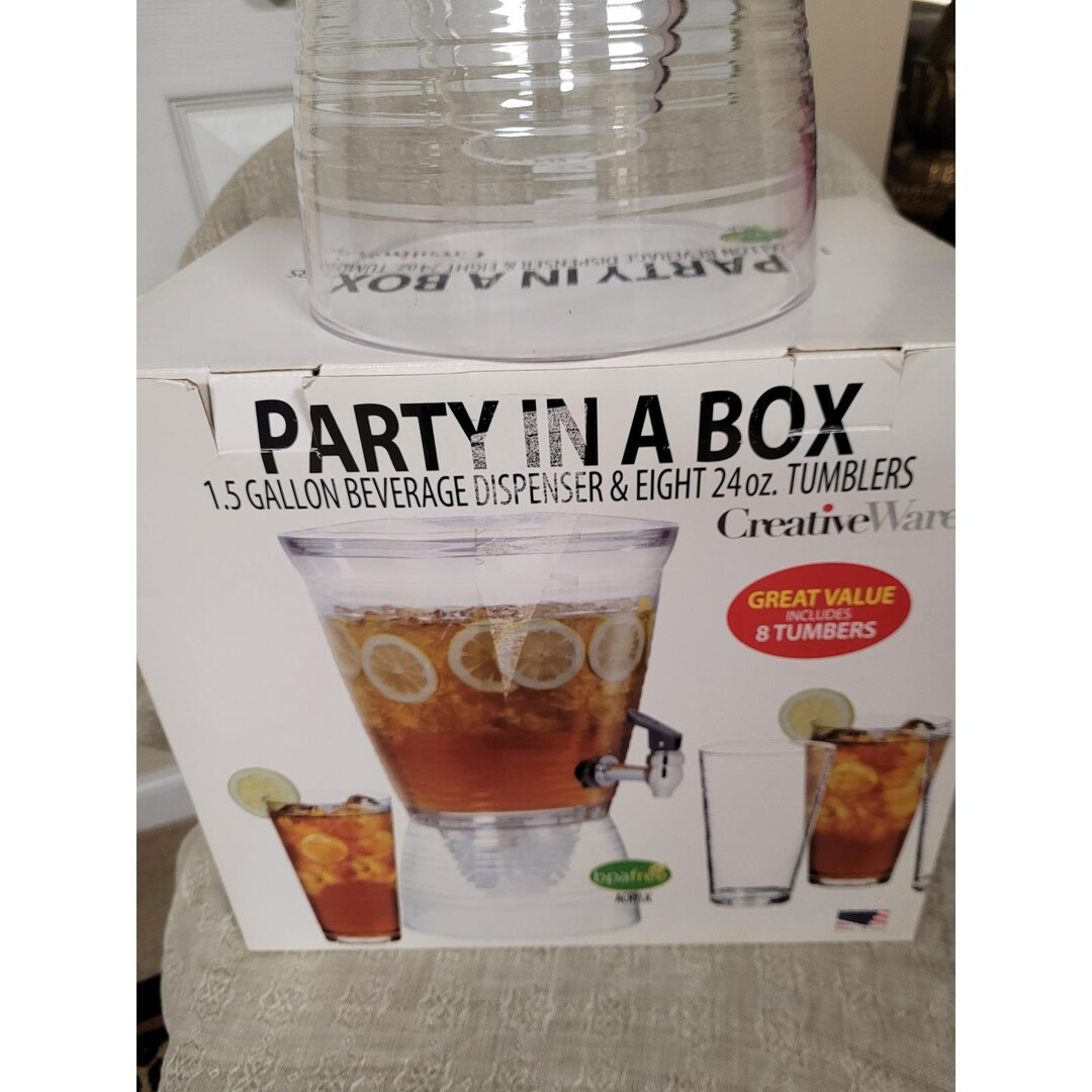 Creativeware Party in A Box 1.5 Gallon Beverage Dispenser 8-24oz ...