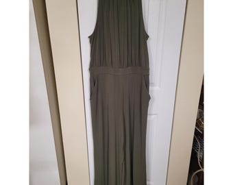 New York & Company - Combinaison vert olive dos nu nouée jambes larges Taille L