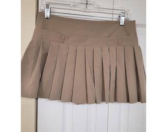 Zara Pleated Y2K Micro Mini Skort Khaki High Waisted Side Zip Shorts Size Small