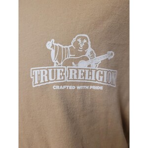 True Religion Mens Tan Graphic Buddha Guitar T Shirt Casual Brand Jeans Size L image 5
