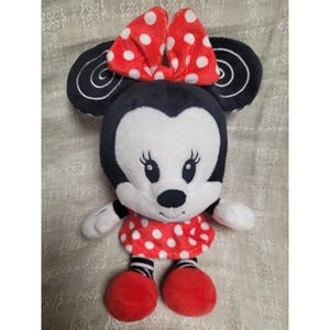 Disney Baby Minnie Mouse Plush Polka Dot Dress NWT Spiral Ears Crinkle Bow 11" image 1