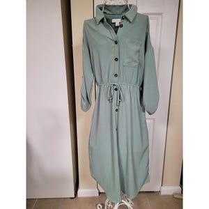 monteau shirt dress Monteau Blue Shirt Dress With Sleeve Ties and