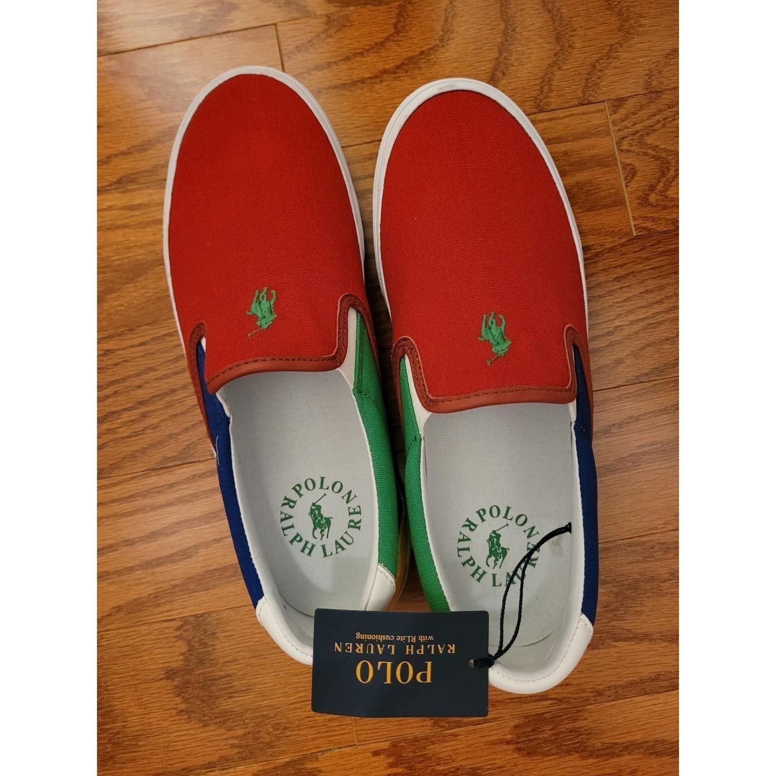 Polo Ralph Lauren Mens Red Slip on Thompson Sneakers  display picture 1