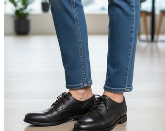 Cole Haan GrandSeries Mens Black Pebbled Leather Derby Dress Shoes Size 11.5 M
