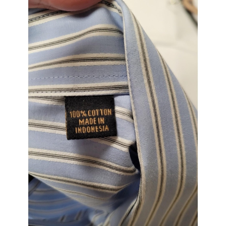 BCBGMAXAZRIA Blau Gestreiftes Hemd, Moderne Passform, Größe XL, 17 Hals Baumwolle Bild 3