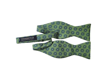 Der Fliege Club; Herren Fliege Lime Grün Blau Abstrakt 100% Seide Handmade USA