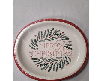 Place Time Holiday Paper Plates 8 Count Oval NEW  6ea pkg; 6 pkgs