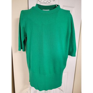Korye Womens Crew Neck Fine Knit Sweater Cucumber Green Stretch Top Size ML