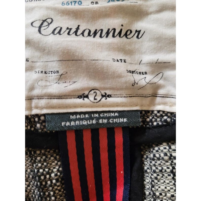 Kurtka damska Anthropologie Cartonnier w kolorze czarno-białym z tweedu, rozmiar 2 zdjęcie 3