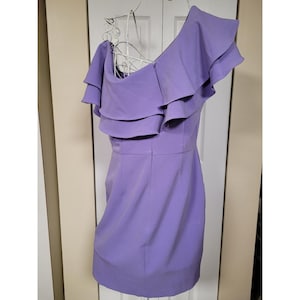 Anthropologie Endless Rose Lavender 1 Shoulder Ruffle Mini Dress Size M Cocktail image 1