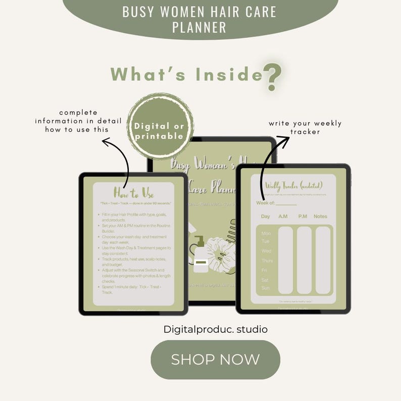 Busy Women Hair Care Planner | Wash Day Routine, Treatment , Product ...