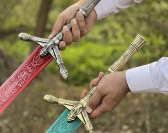40" Dark Moon Sword Replica – Full Metal Moonlight Red & Green Greatsword Cosplay Prop, Handmade Fantasy Sword
