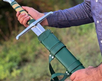 Medieval Sword Carbon Steel Long Sword with Custom Scabbard - Ideal Gift for Father's Day, Groomsmen, or Him