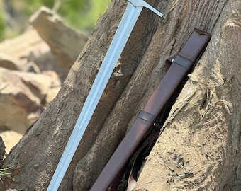 Handmade Carbon Steel Medieval Long Sword with Custom Scabbard - Perfect Father's Day Gift, Gift for Him, or Groomsmen Gift