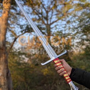 Medieval Sword Carbon Steel Long Sword with Custom Scabbard - Ideal Gift for Father's Day, Groomsmen, or Him image 8