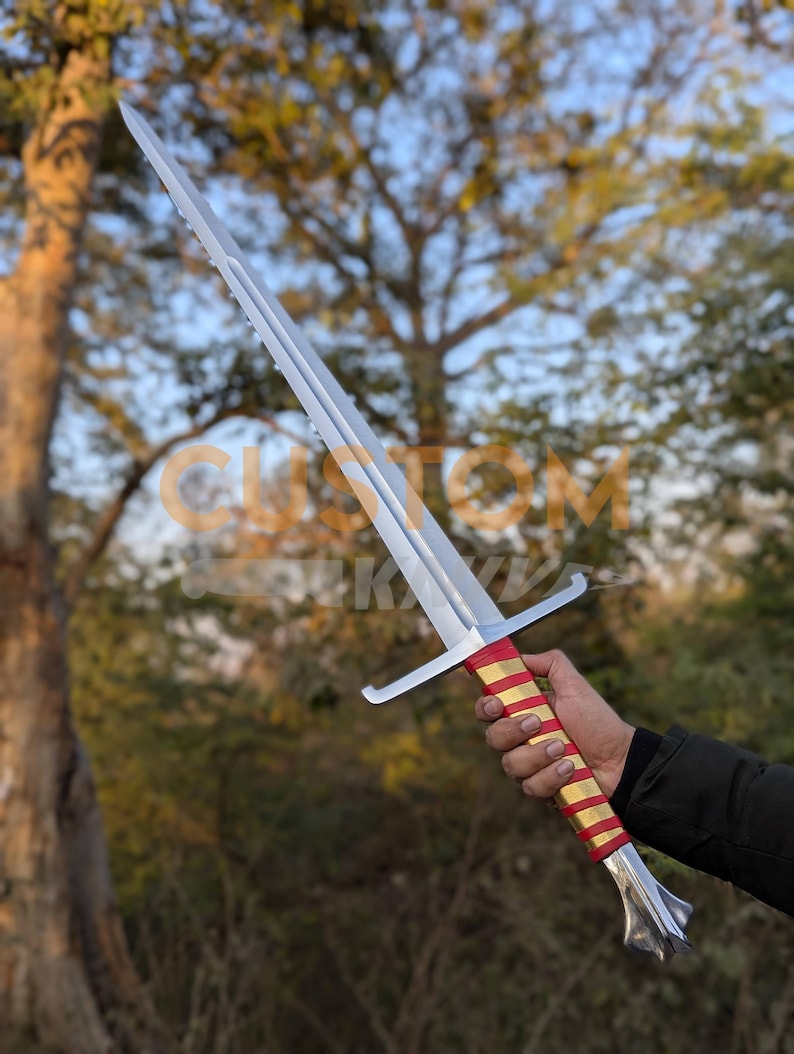 Medieval Sword Carbon Steel Long Sword with Custom Scabbard - Ideal Gift for Father's Day, Groomsmen, or Him image 8