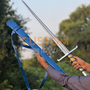 Medieval Sword Carbon Steel Long Sword with Custom Scabbard - Ideal Gift for Father's Day, Groomsmen, or Him image 18