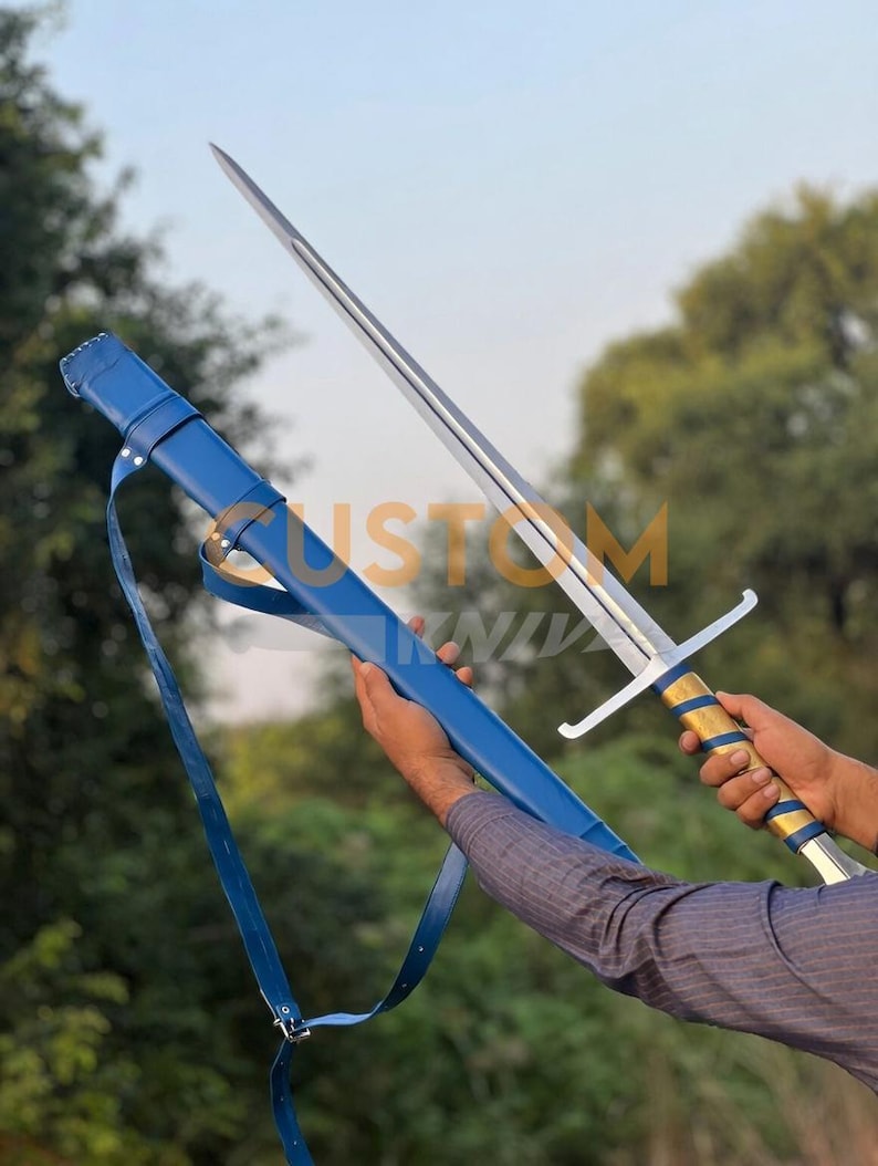 Medieval Sword Carbon Steel Long Sword with Custom Scabbard - Ideal Gift for Father's Day, Groomsmen, or Him image 18