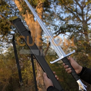 Medieval Sword Carbon Steel Long Sword with Custom Scabbard - Ideal Gift for Father's Day, Groomsmen, or Him image 12