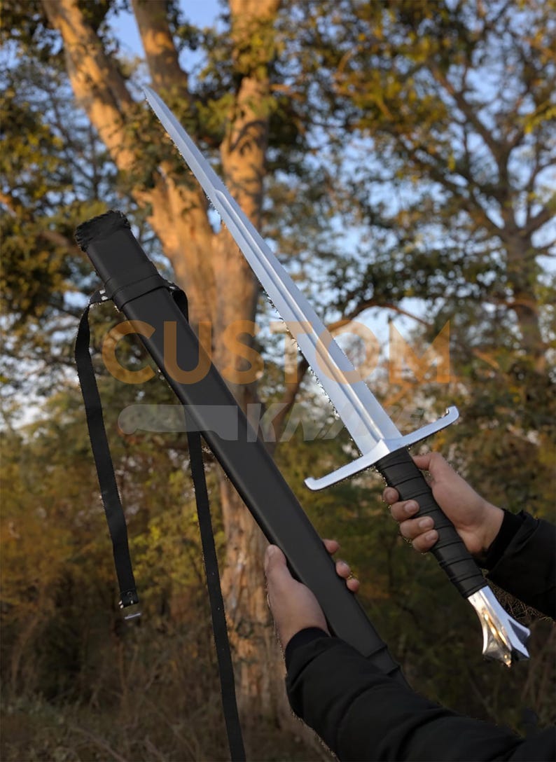Medieval Sword Carbon Steel Long Sword with Custom Scabbard - Ideal Gift for Father's Day, Groomsmen, or Him image 12
