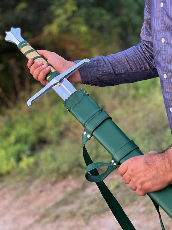 Medieval Sword Carbon Steel Long Sword with Custom Scabbard - Ideal Gift for Father's Day, Groomsmen, or Him