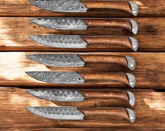 Legendary 8-Piece Steak Knife Set – Damascus Steel Master Bundle -Kitchen Knife Set | Wedding, Groomsmen, Anniversary & Christmas Gift